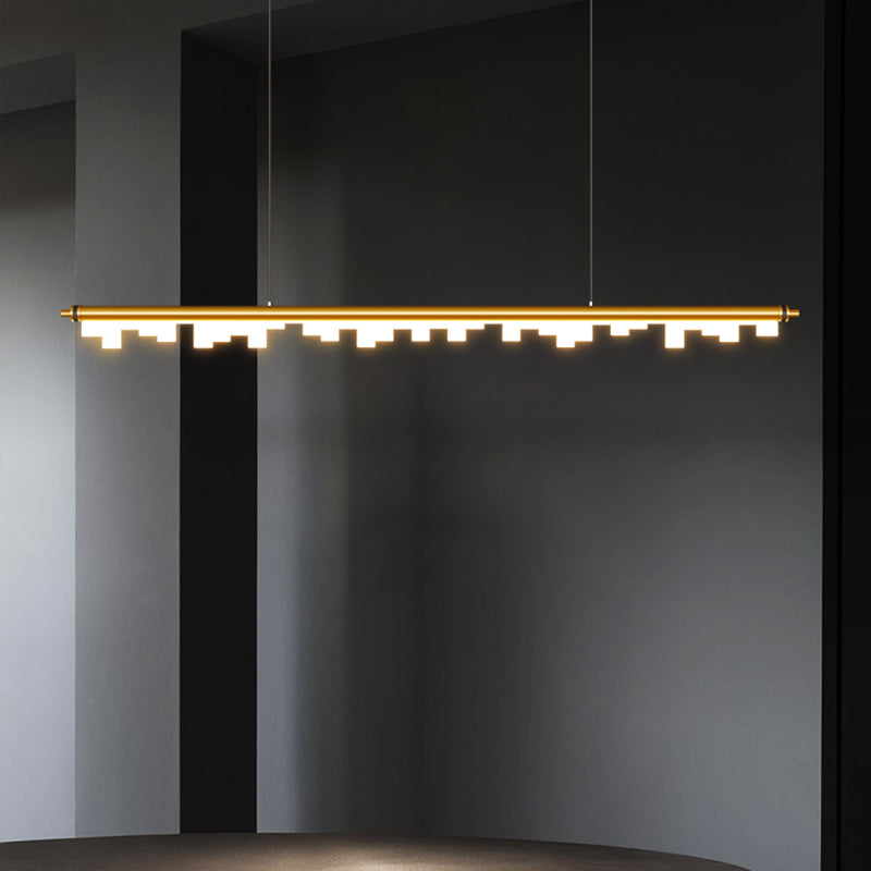 1-Light Linear Island Lights Contemporary Metal Island Ceiling Light