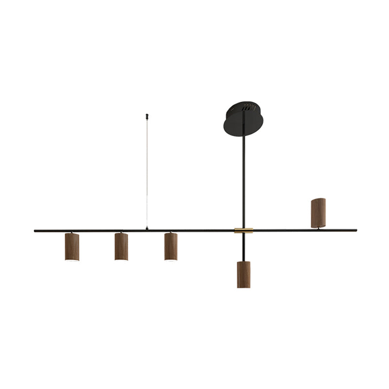 Wood Island Ceiling Light Contemporary Island Lighting in Brown Finish