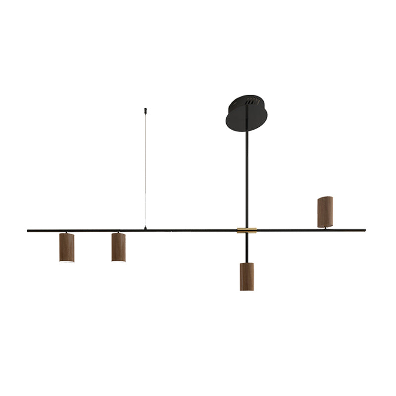 Wood Island Ceiling Light Contemporary Island Lighting in Brown Finish