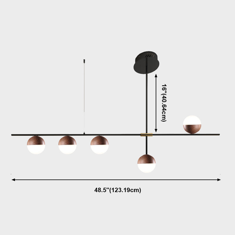 Wood Island Ceiling Light Contemporary Island Lighting in Brown Finish