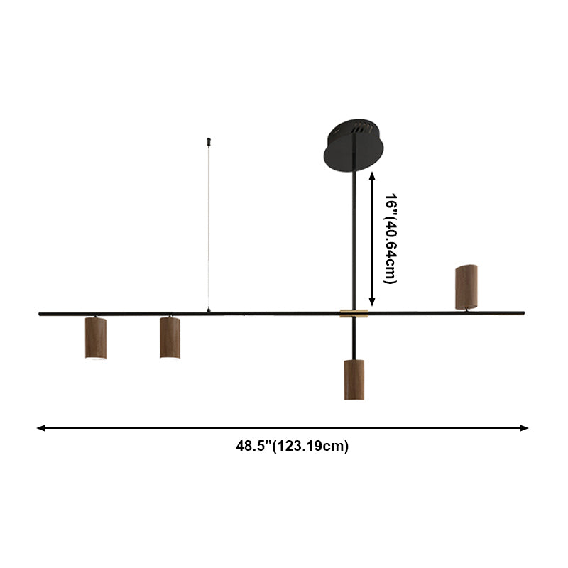 Wood Island Ceiling Light Contemporary Island Lighting in Brown Finish