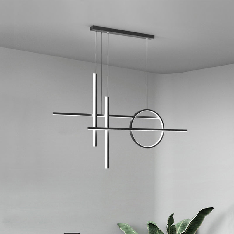 5-Light Geometric Island Lights Contemporary Metal Island Ceiling Light in Black