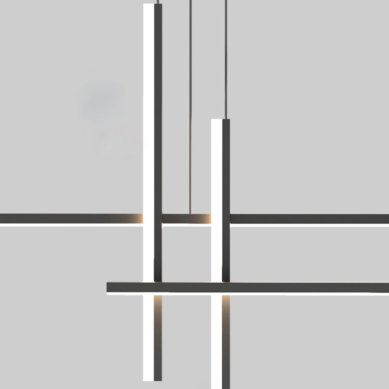 5-Light Geometric Island Lights Contemporary Metal Island Ceiling Light in Black