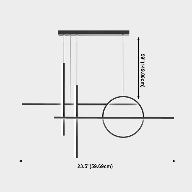 5-Light Geometric Island Lights Contemporary Metal Island Ceiling Light in Black