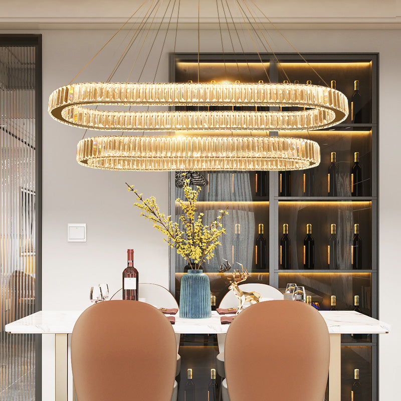 Éclairage de l'île contemporaine Crystal ovale 2 Light Island île plafond en argent