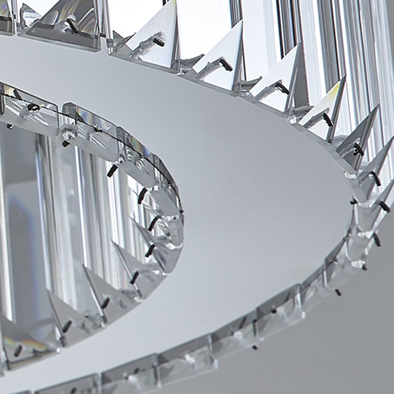 Contemporary Island Lighting Oval Crystal 2 Light Island Ceiling Light in Silver