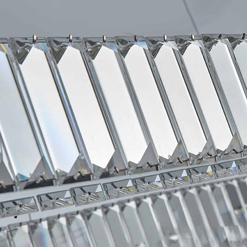 Éclairage de l'île contemporaine Crystal ovale 2 Light Island île plafond en argent