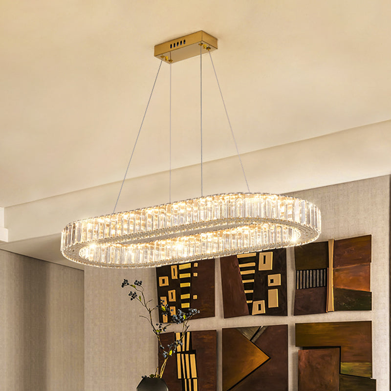 Contemporary Island Lighting Oval Crystal 1 Light Island Ceiling Light