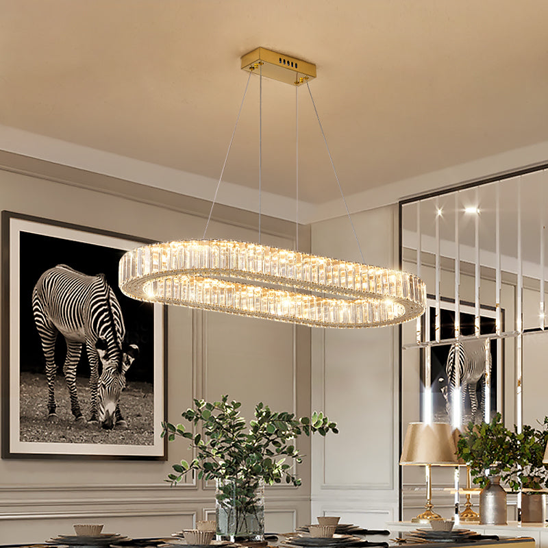 Contemporary Island Lighting Oval Crystal 1 Light Island Ceiling Light