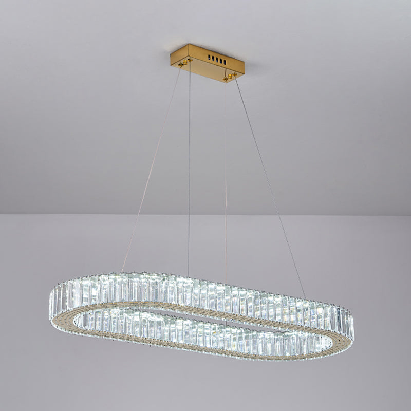 Contemporary Island Lighting Oval Crystal 1 Light Island Ceiling Light