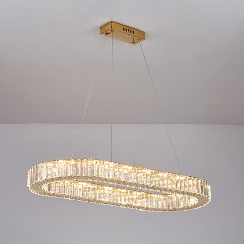 Contemporary Island Lighting Oval Crystal 1 Light Island Ceiling Light