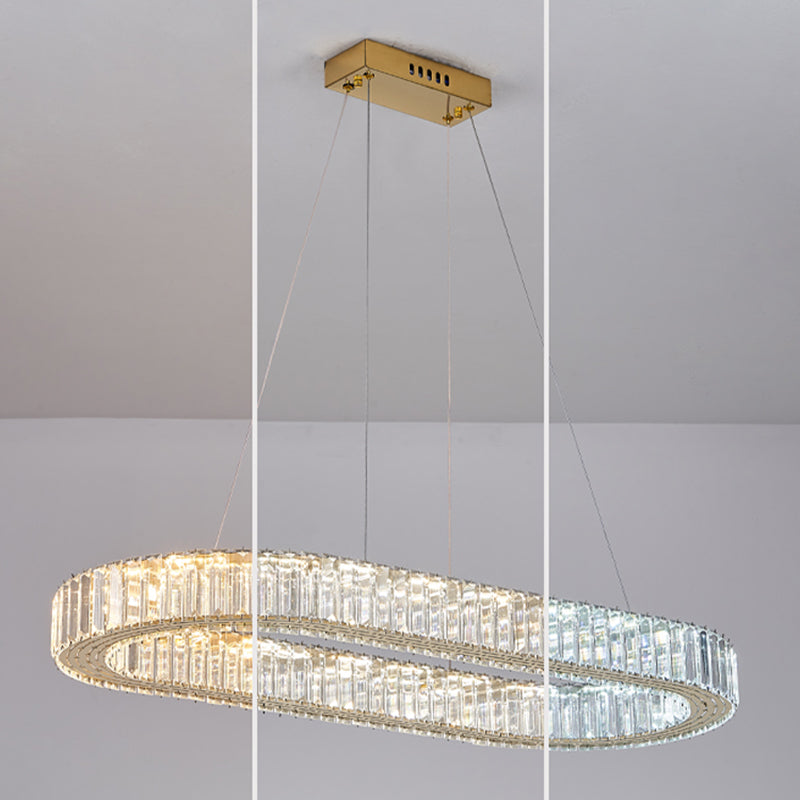 Contemporary Island Lighting Oval Crystal 1 Light Island Ceiling Light