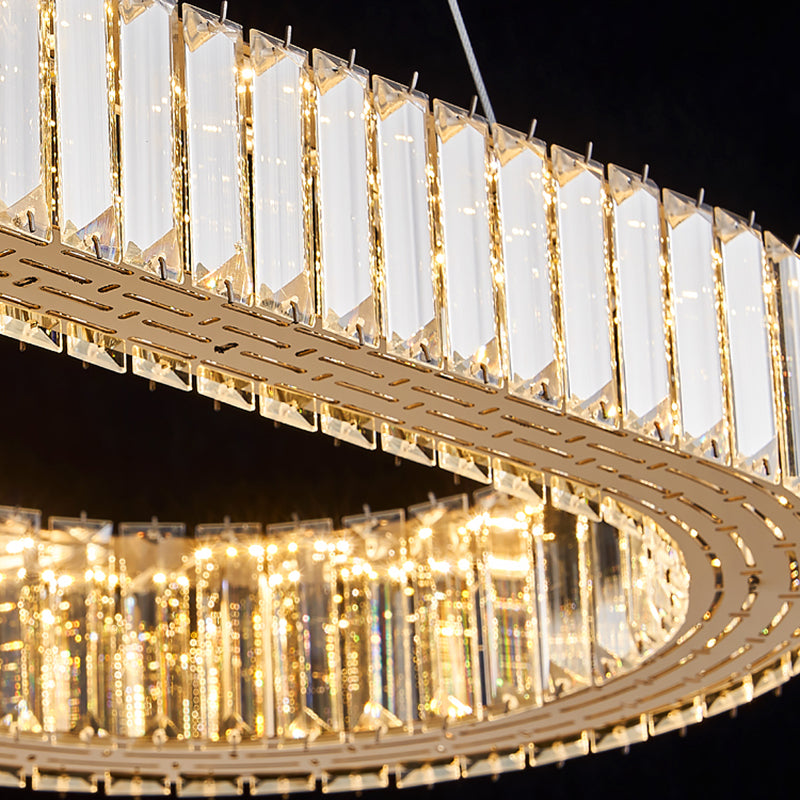 Contemporary Island Lighting Oval Crystal 1 Light Island Ceiling Light