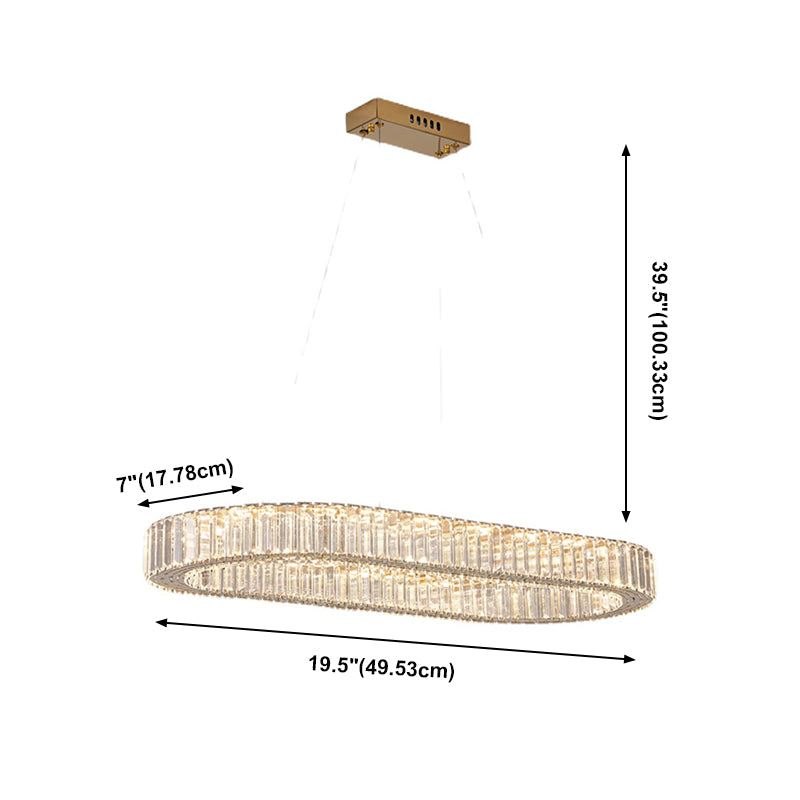 Contemporary Island Lighting Oval Crystal 1 Light Island Ceiling Light