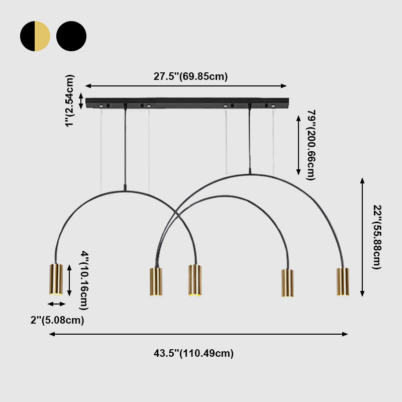 Lampadari cilindrici Isola Luci a sospensione Luci a sospensione contemporanea per il metallo dell'isola da cucina
