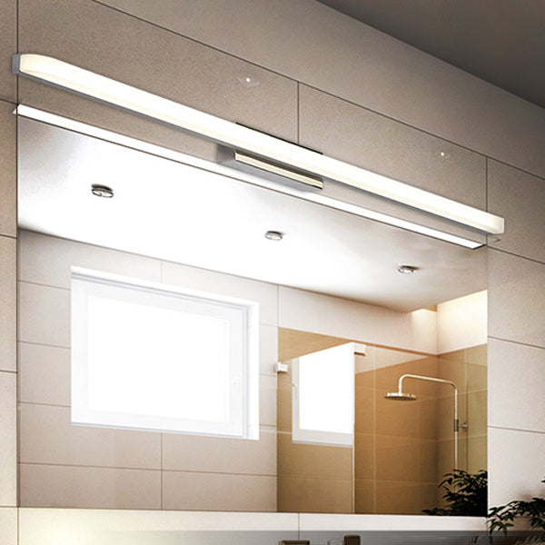 1 Light Linear Vanity Light Fixtures Modern Wall Mounted Mirror Front in Silver