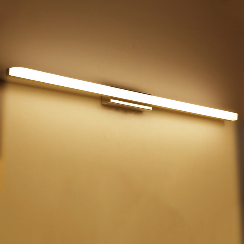 1 Light Linear Vanity Light Fixtures Modern Wall Mounted Mirror Front in Silver