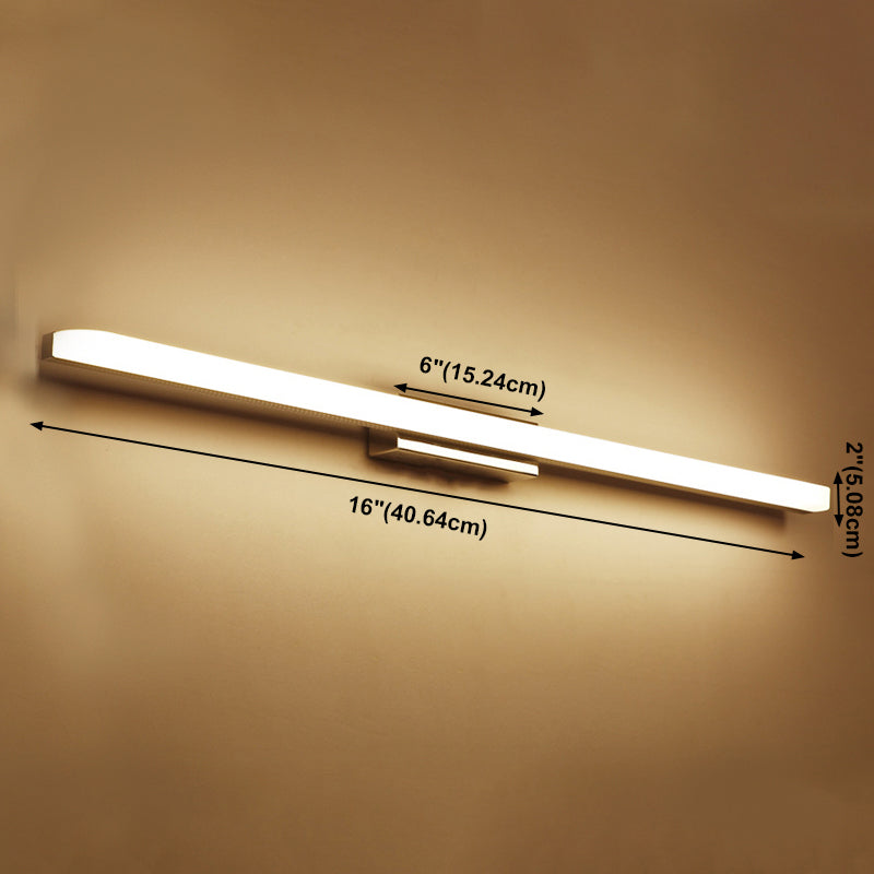 1 Light Linear Vanity Light Fixtures Modern Wall Mounted Mirror Front in Silver