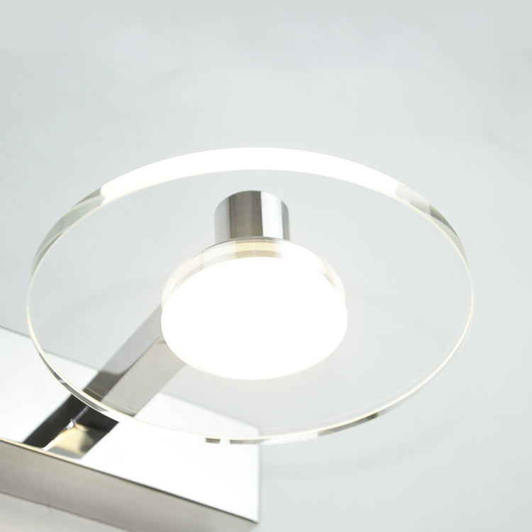 Round Shade 1-Light Wall Sconce Modern Style Crystal Mirror Wall Mount Light Fixture in Silver