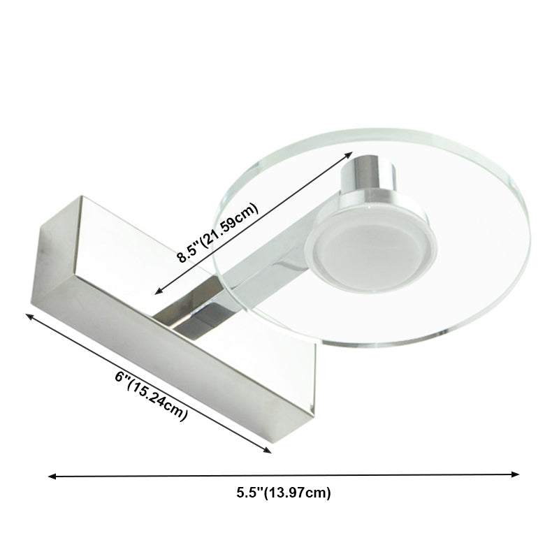 Round Shade 1-Light Wall Sconce Modern Style Crystal Mirror Wall Mount Light Fixture in Silver