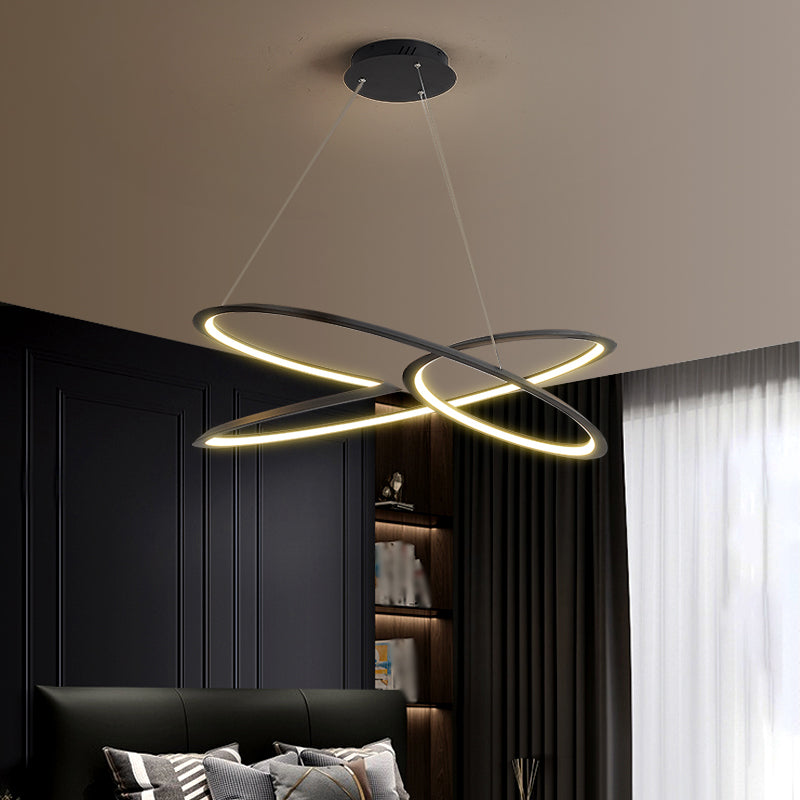 Twisting Pendant Lighting Fixture Modern Metal Single Light Chandelier Lamp in Black