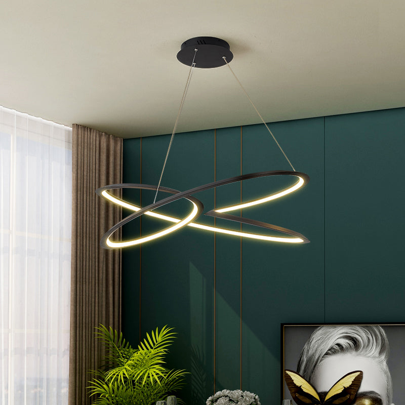 Twisting Pendant Lighting Fixture Modern Metal Single Light Chandelier Lamp in Black