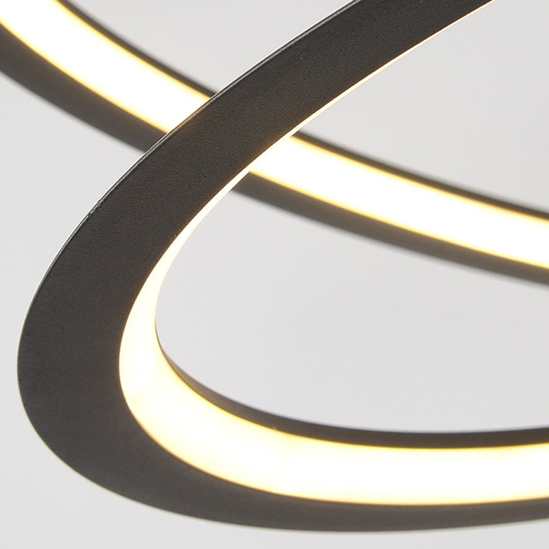 Twisting Pendant Lighting Fixture Modern Metal Single Light Chandelier Lamp in Black