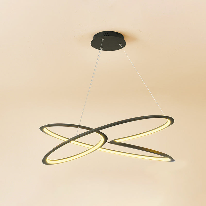 Funzione illuminazione a sospensione in torcetta lampada lampadario moderno a singolo lampadario in metallo in nero