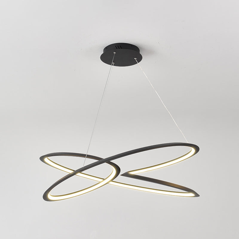 Twisting Pendant Lighting Fixture Modern Metal Single Light Chandelier Lamp in Black