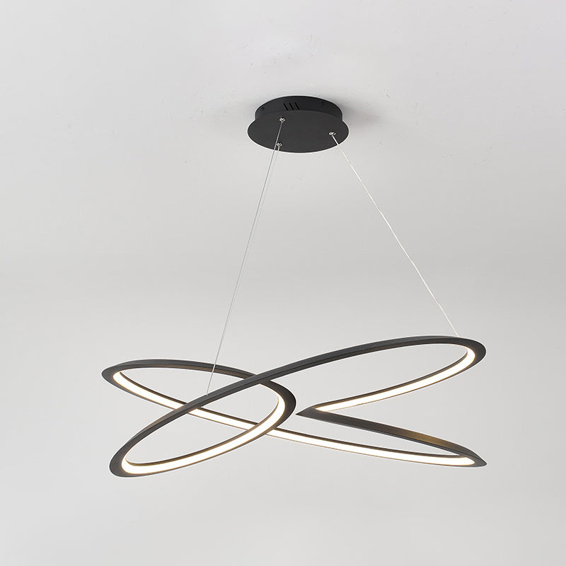 Twisting Pendant Lighting Fixture Modern Metal Single Light Chandelier Lamp in Black