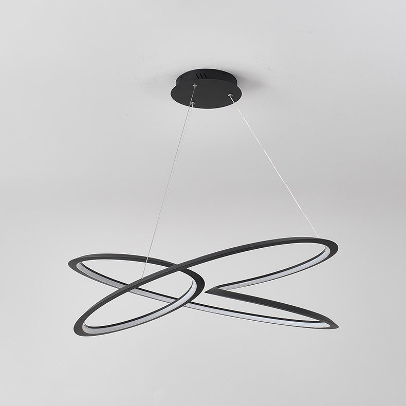 Twisting Pendant Lighting Fixture Modern Metal Single Light Chandelier Lamp in Black