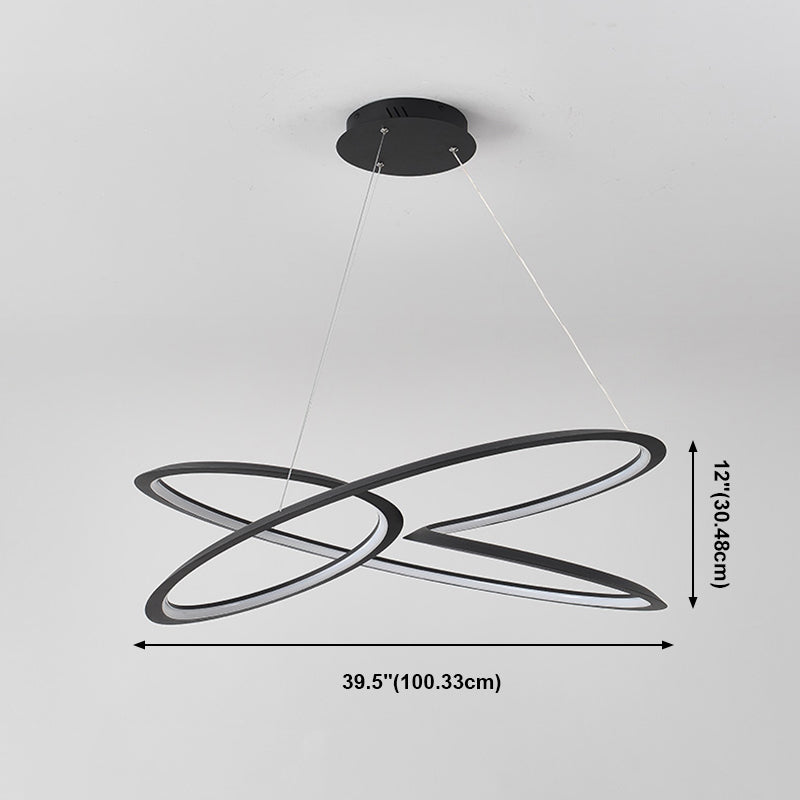 Twisting Pendant Lighting Fixture Modern Metal Single Light Chandelier Lamp in Black