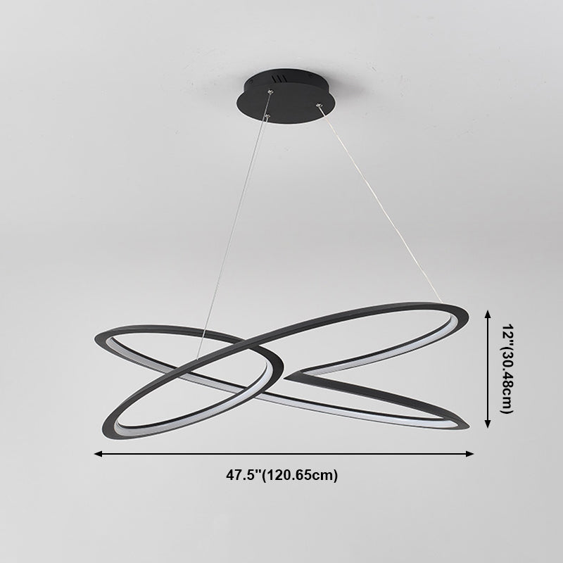 Twisting Pendant Lighting Fixture Modern Metal Single Light Chandelier Lamp in Black