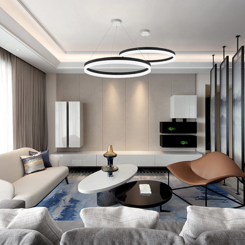 Single Tier Pendant Light Fixture Modern Circular Chandelier Lighting
