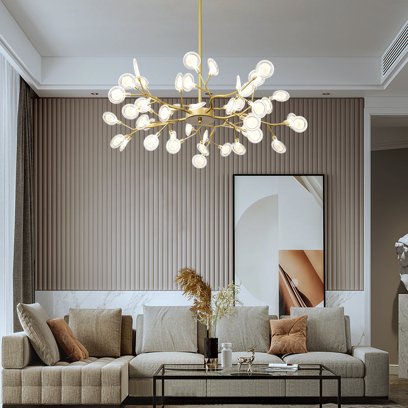 Light Luxury Style Pendant Chandelier Light Metal Chandelier in Gold Finish