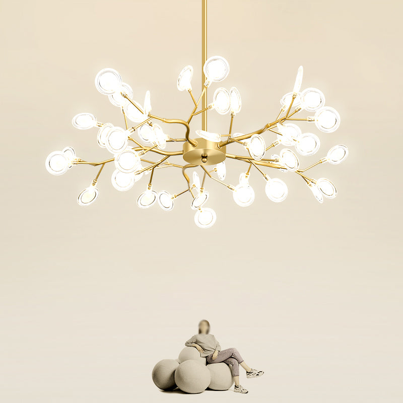 Light Luxury Style Pendant Chandelier Light Metal Chandelier in Gold Finish