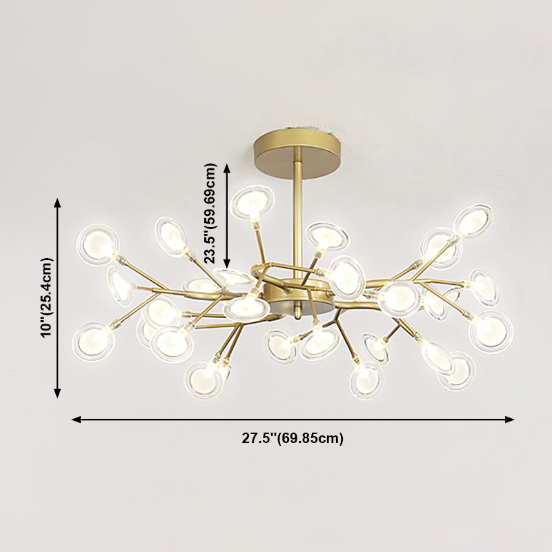 Light Luxury Style Pendant Chandelier Light Metal Chandelier in Gold Finish