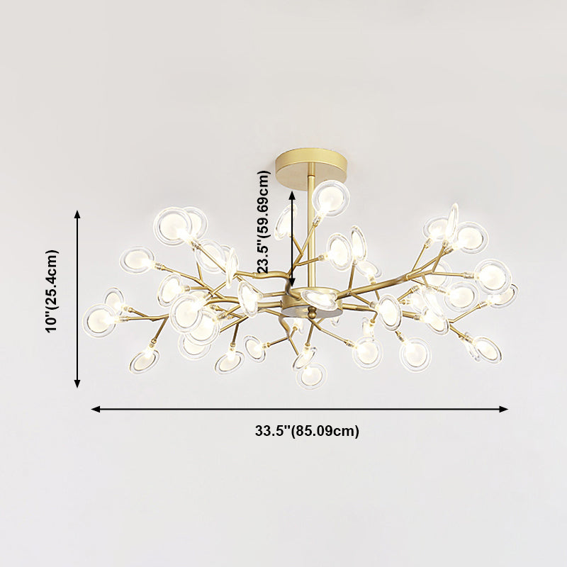 Light Luxury Style Pendant Chandelier Light Metal Chandelier in Gold Finish