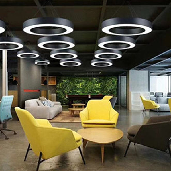 Lustre en forme de géométrie moderne en fer, 1 lumière vers le bas, éclairage suspendu pour le bureau