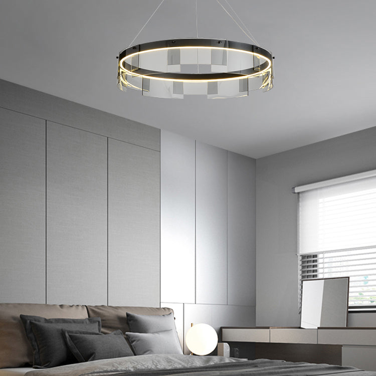 Contemporary Simple LED Hanging Light Metal Circular Pendant Light for Living Room