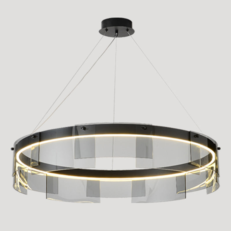 Contemporary Simple LED Hanging Light Metal Circular Pendant Light for Living Room