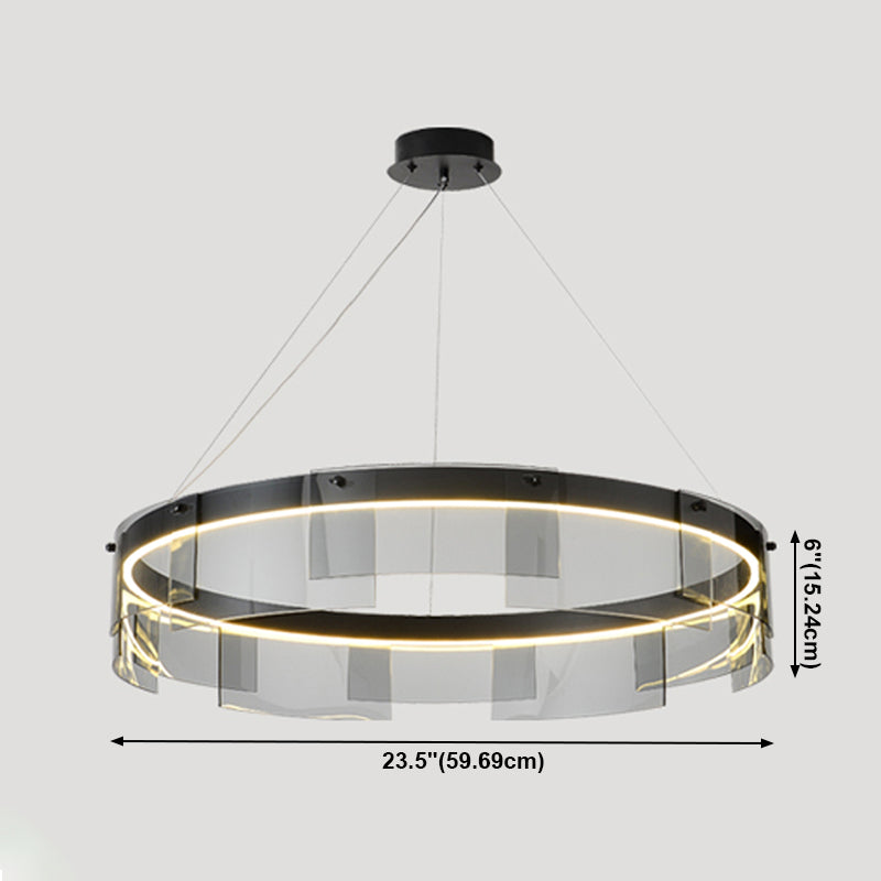 Contemporary Simple LED Hanging Light Metal Circular Pendant Light for Living Room