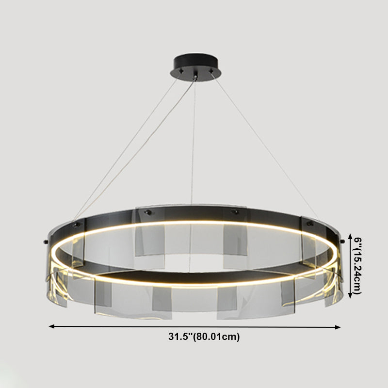 Contemporary Simple LED Hanging Light Metal Circular Pendant Light for Living Room