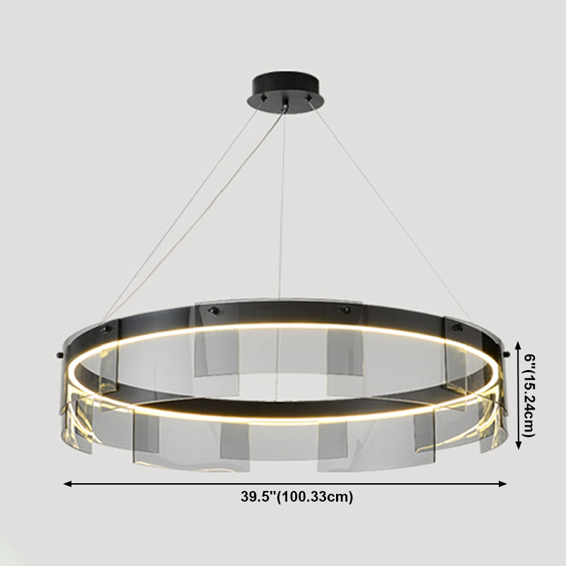 Contemporary Simple LED Hanging Light Metal Circular Pendant Light for Living Room