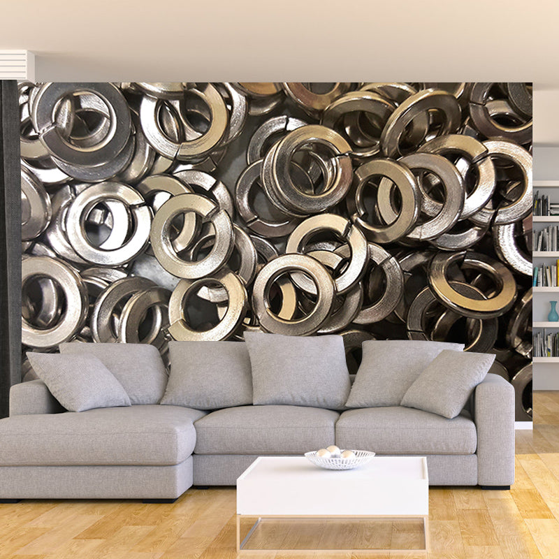 Metal Nut Industrial Mural Wallpaper for Cafeteria Living Room, Waterproofing