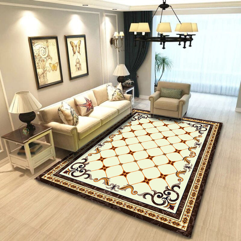 Modern European Carpet Antique Pattern Polyester Area Rug Non-Slip Backing Rugu for Home Decor