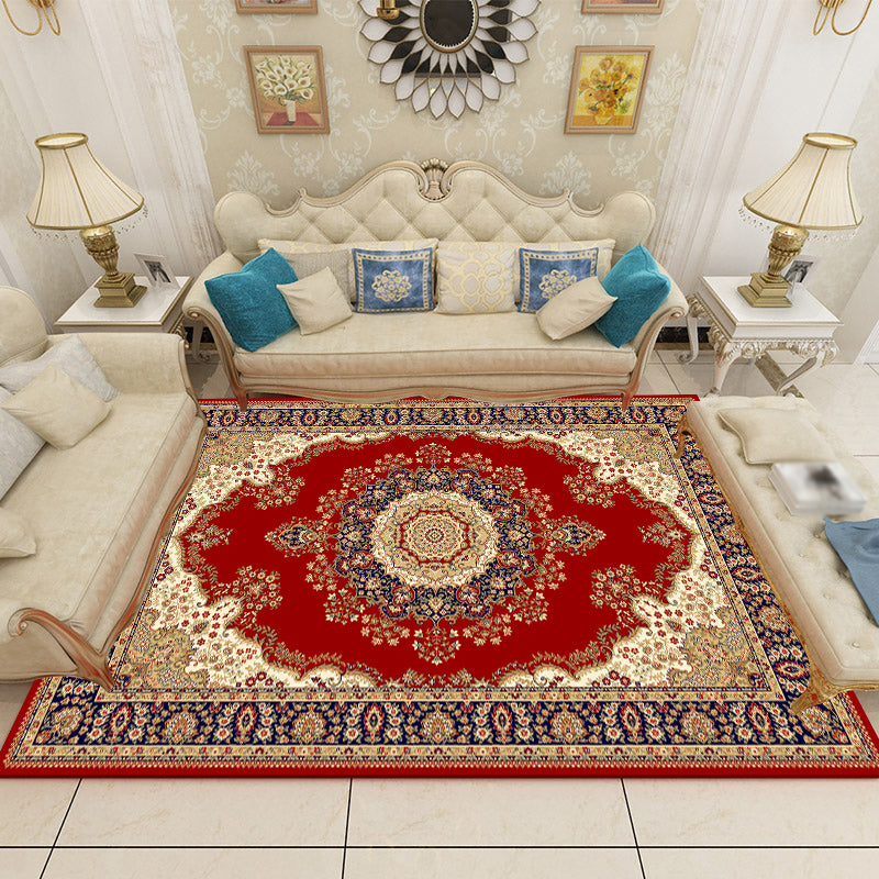 Europese woonkamer tapijt Medaillon Afdrukken Polyester Area Tapijt Anti-slip Easy Care Tapijt