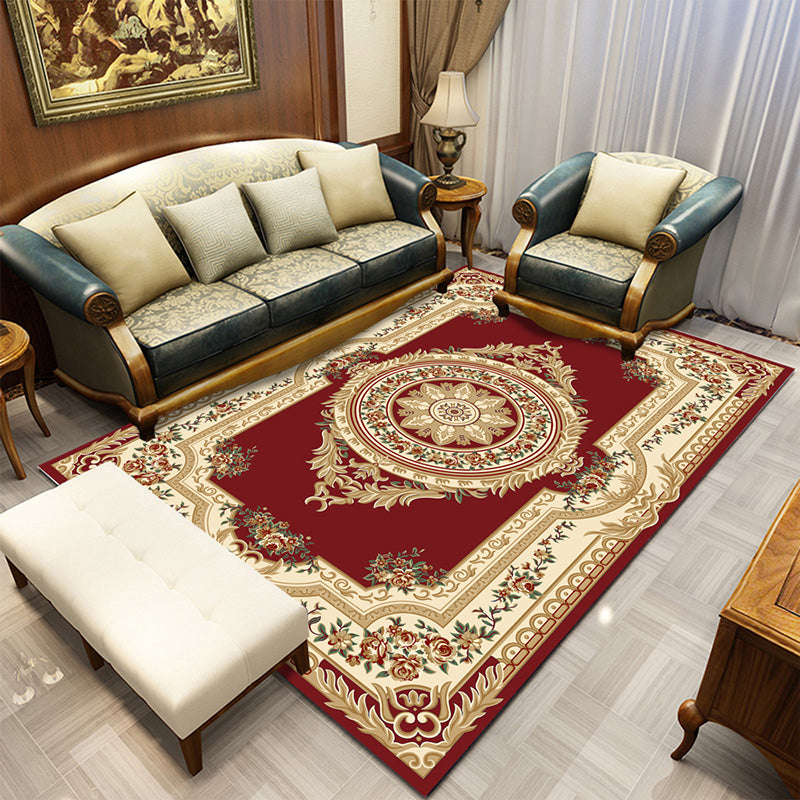 Europese woonkamer tapijt Medaillon Afdrukken Polyester Area Tapijt Anti-slip Easy Care Tapijt