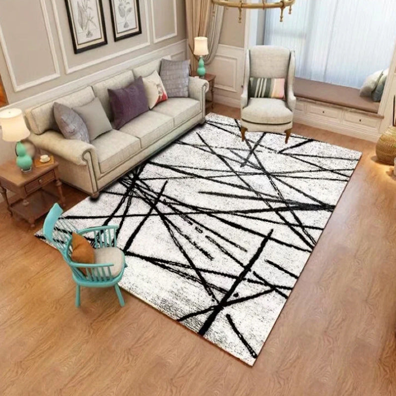 Beige Modern Rug Polyester Geometric Rug Non-Slip Backing Rug for Home Decoration