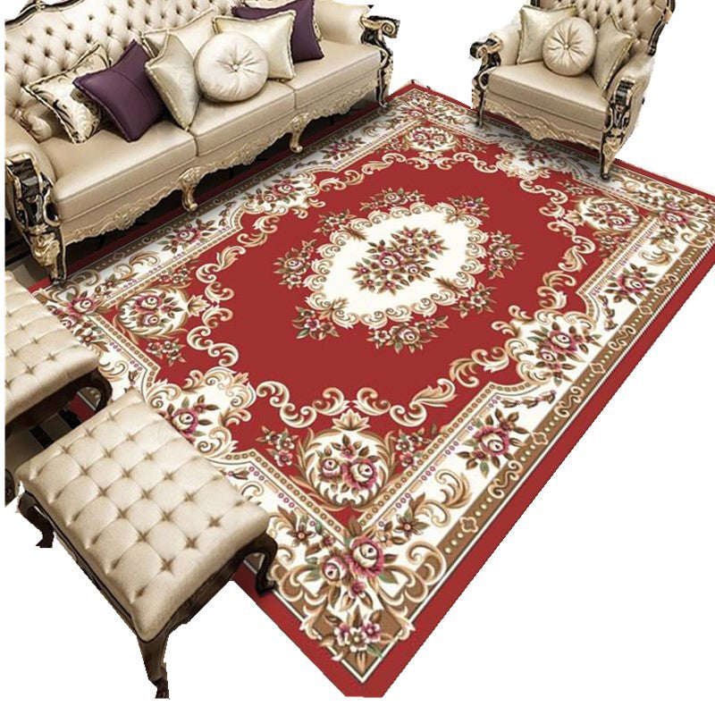 Stijlvolle Europese vloerkleed Bloemprint Polyester Gebied Tapijt Anti-slip Easy Care Tapijt voor Home Decor